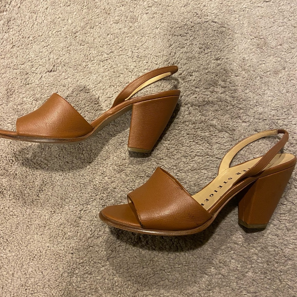 Camel Walter Steiger sling backs with chunky heel